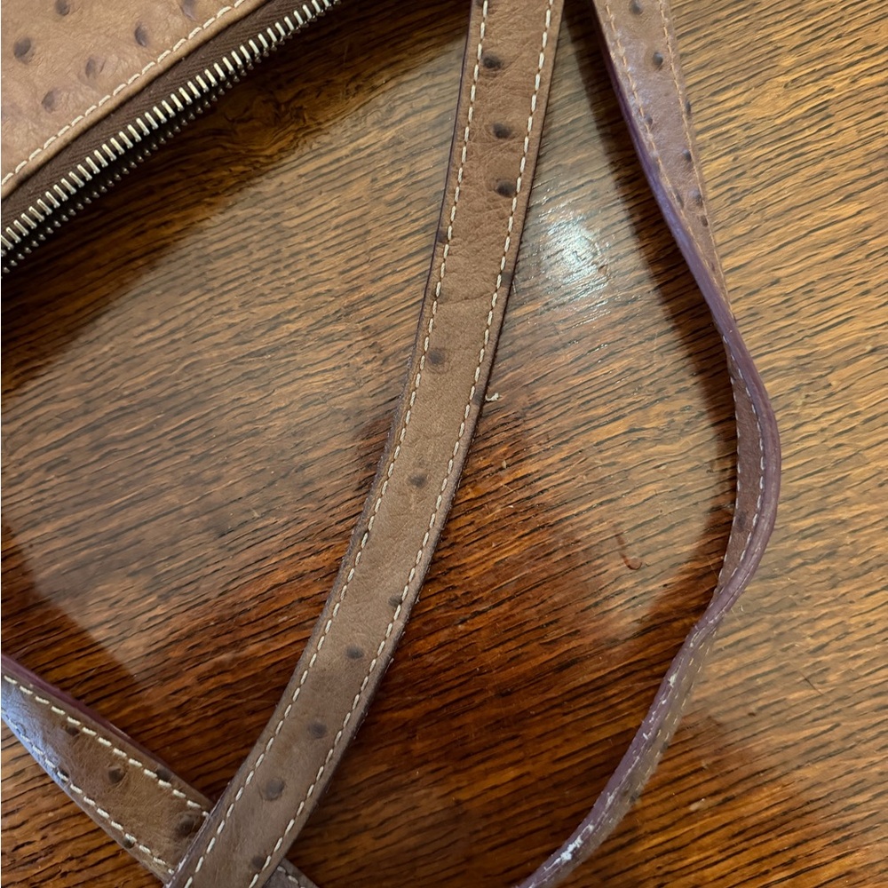 Dooney & Bourke Tan Ostrich-Embossed Leather Shoulder Bag - Picture 3 of 4